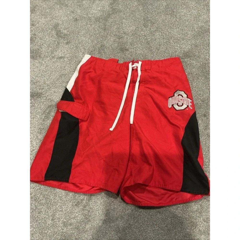 Vintage Ohio State Buckeyes Men's Large Y2K Board Shorts‎ Swim Trunks Collegiate